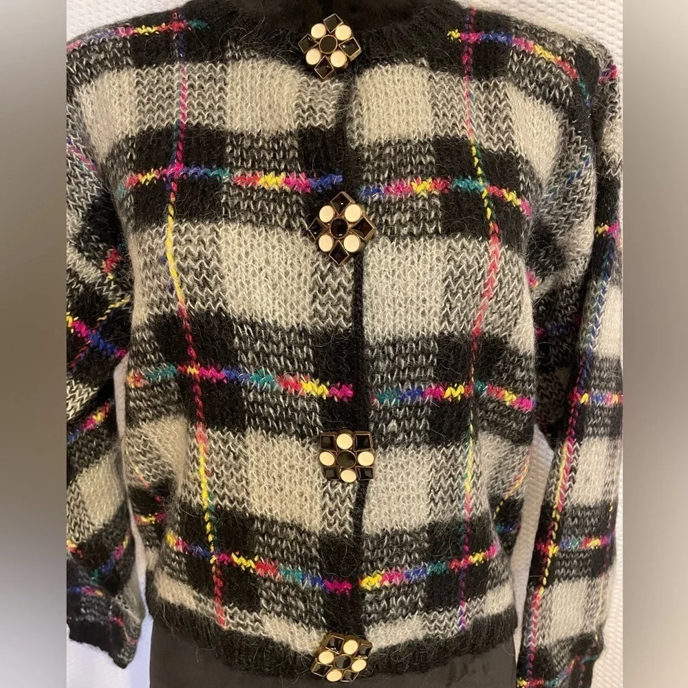 One Step Up Multicolor Checkered Long Sleeve Cardigan Sweater Size M